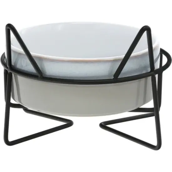 Pavilion Gift Company - Meow - Cat Kitten Feline 13 oz Food Water Ceramic Dish Bowl Iron Stand Whisker Friendly image {5}