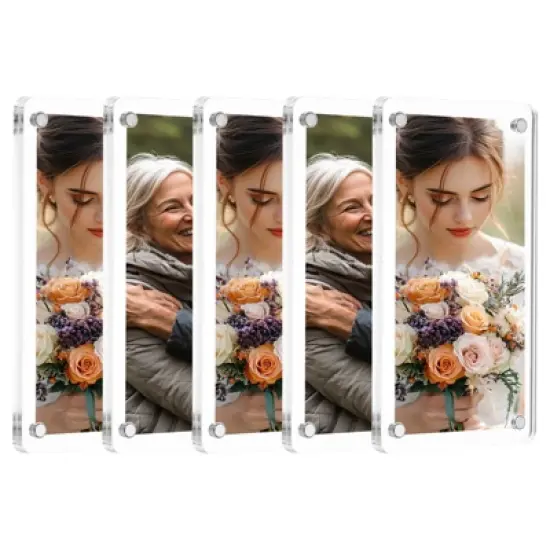 Unique Bargains Double Sided Fujifilm Mini Picture Acrylic Fridge Magnetic Frames 5 Pcs image {9}