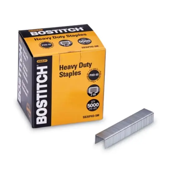 Bostitch Heavy-Duty Premium Staples, 0.38" Leg, 0.5" Crown, Steel, 5,000/Box image {5}
