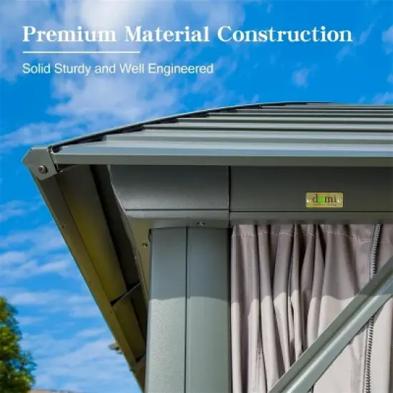 10x12 FT Outdoor Patio Aluminum Gazebo,Galvanized Steel Roof Gazebo,Pavilion With Zippered Netting And Curtains For Garden,Lawns-Coolbibila image {5}