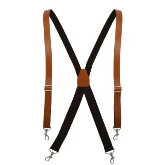 CTM Men's Big & Tall Smooth Coated Leather Suspenders with Metal Swivel Hook End image {5}