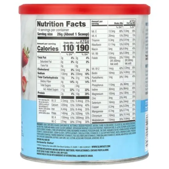SlimFast Meal Replacement Powder, Original Strawberries & Cream, Weight Loss Shake Mix, 10g of Protein, 14 Servings image {1}