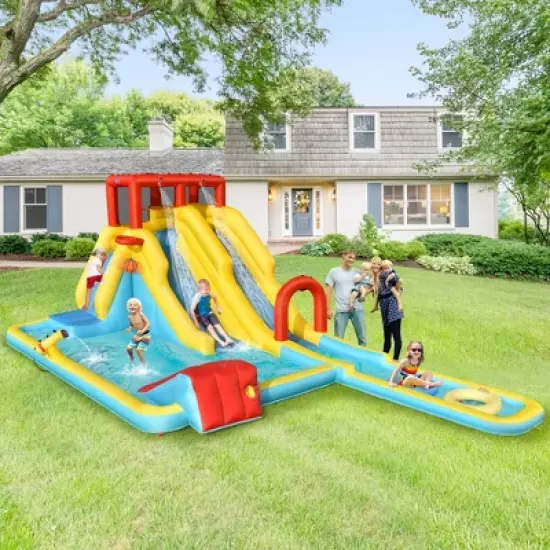 Costway 7 in 1 Inflatable Dual Slide Water Park Climbing Bouncer image {2}