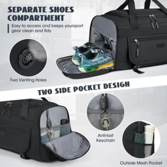 Gym Bag for Men 40L Sports Duffel Bags Gym Duffle Bag Women with Shoe Compartment image {4}