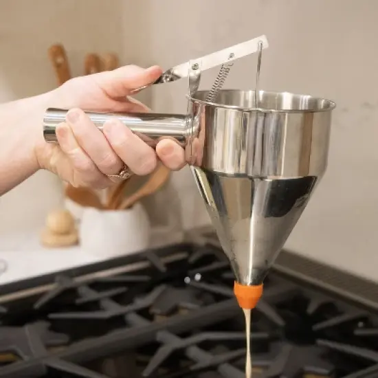 Lehman's Stainless Steel Batter Dispenser with Stand, Effortless Pancake, Waffle, and Crepe Batter Dispensing image {3}