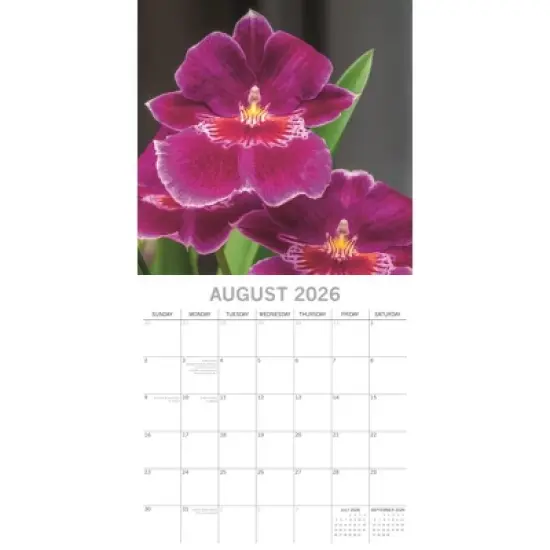 2026 Square Wall Calendar, Orchids, 16-Month Floral Theme with 180 Reminder Stickers (12x12 In) image {2}