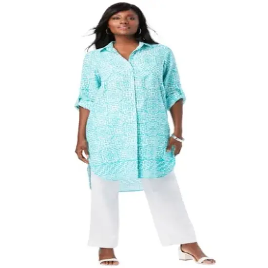 Jessica London Women&rsquo;s Plus Size Linen Mega Tunic image {1}