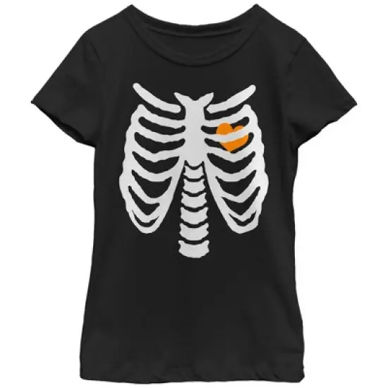 Girl's Lost Gods Halloween Skeleton Rib Cage Love T-Shirt image {2}