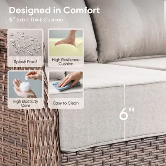 Gymojoy Outdoor Sofa Swivel Chairs Ottoman with Fire Pit Table image {5}