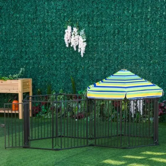 PawHut Dog Playpen with Door & Removable Cover for Small & Most Medium Sized Dogs Indoor & Outdoor Use, 47" H image {1}