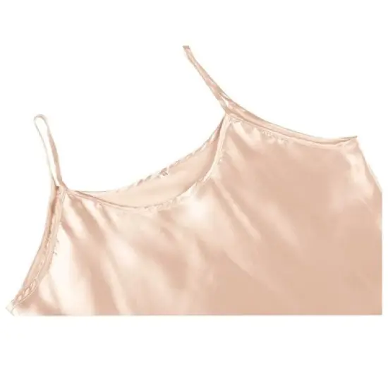 Allegra K Women Satin Plus Size Lotus Leaf Hem Basic Braces Skirt Dress Full Slip Camisole image {3}