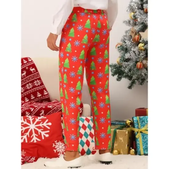 Lars Amadeus Men's Flat Front Funny Party Cosplay Costume Christmas Printed Pants image {2}