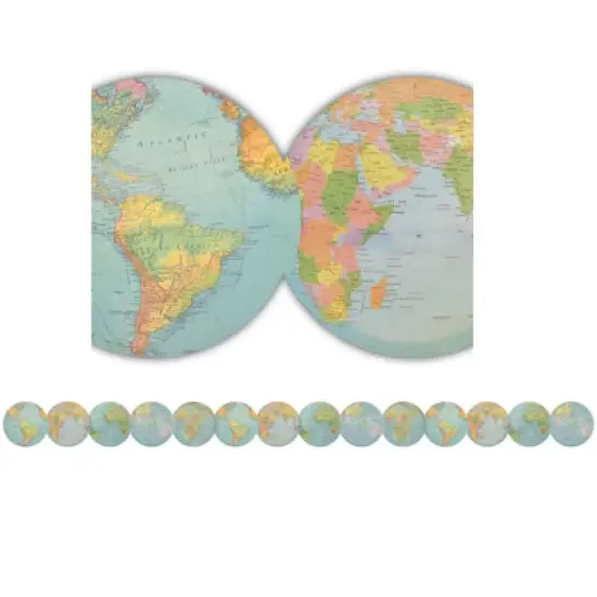 Teacher Created Resources&reg; Travel the Map Globes Die-Cut Border Trim, 35 Feet Per Pack, 6 Packs image {1}