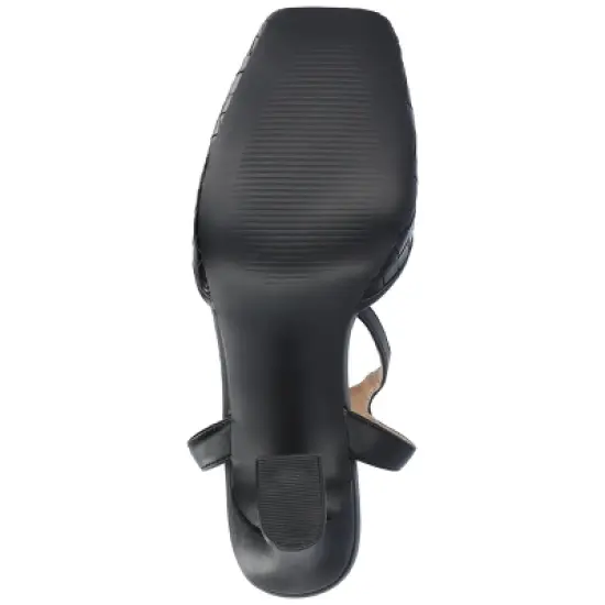 Journee Collection Womens Moriah Embossed Ankle Strap Square Toe Pumps image {4}