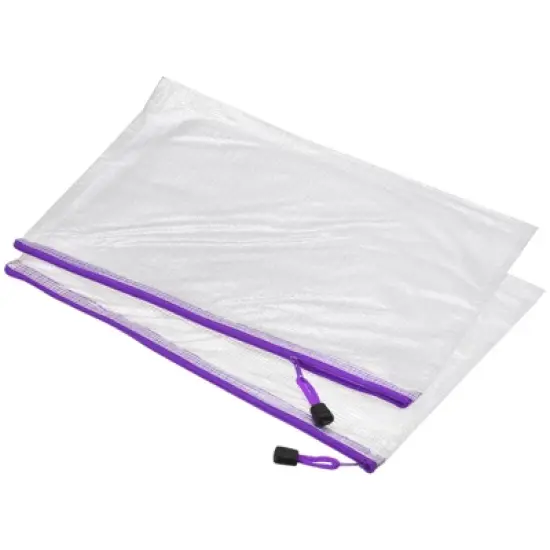 Unique Bargains PVC Waterproof Mesh Zipper Home Office Travel File Bag 3 Pcs image {7}