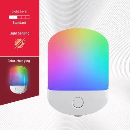 Energizer Color Changing LED Light Sensing Night Light: Plug-In Nightlight for Kids', Electric Wall Plug, 0.5W LED image {10}