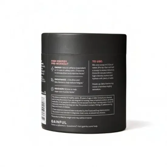 Gainful Pre-workout Caffeinated Supplement - Strawberry Lemonade - 3.2oz image {4}