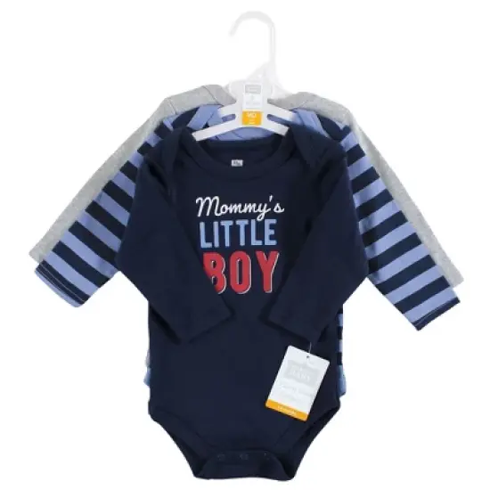 Hudson Baby Infant Boy Cotton Long-Sleeve Bodysuits, Mommys Little Boy image {1}