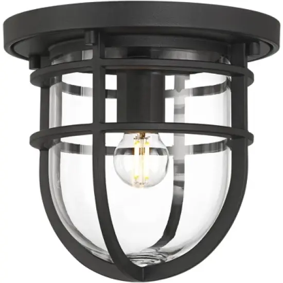 John Timberland Ballast 7 3/4" High Textured Black Outdoor Flush-Mount Ceiling Light image {9}