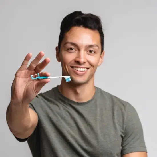 Brushee 4-in-1 (Paste + Brush + Floss + Pick) Disposable Prepasted Travel Toothbrush image {1}