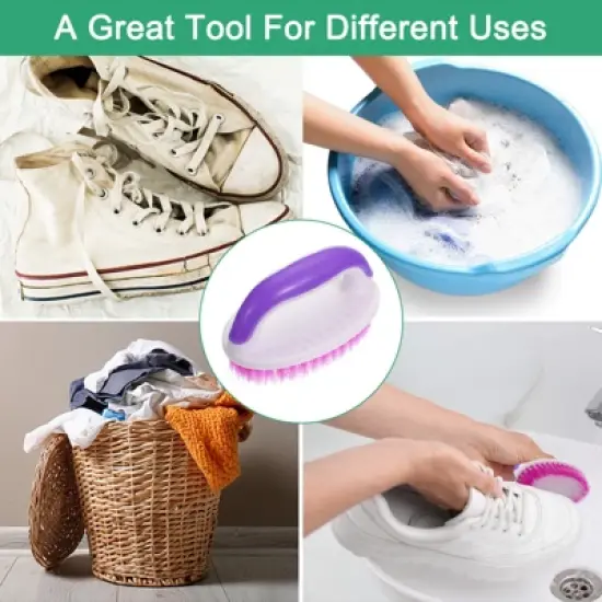 Unique Bargains Plastic Shoe Carpet Floor Cleaning D Handle Laundry Scrub Brushes 2 Pcs image {4}