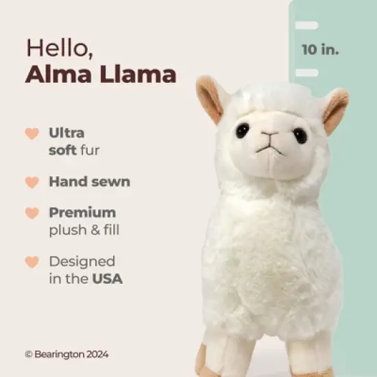 Bearington Alma Plush Stuffed Animal Llama for Boys and Girls, 10 inches, For Ages 1-14 image {5}
