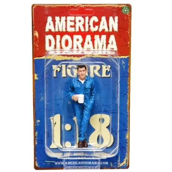 Mechanic Larry Taking Break Figure For 1:18 Scale Models by American Diorama image {4}