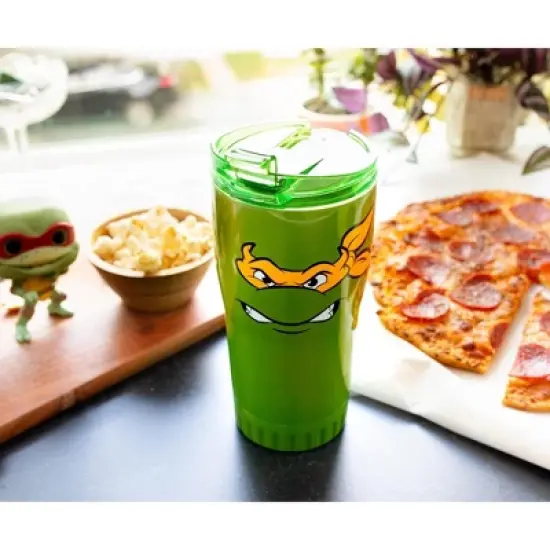 Silver Buffalo Teenage Mutant Ninja Turtles Michelangelo Stainless Steel Tumbler With Lid image {3}