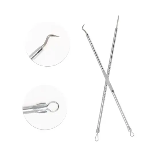 Unique Bargains Four Needles Pimple Extractor Tool Set 6.88"x1.37" Silver Tone 1 Set image {2}