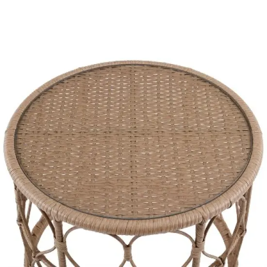 Juniper 2pc Outdoor Wicker Conversation Set with Loveseat & Coffee Table - Cream/Natural - Crosley image {10}