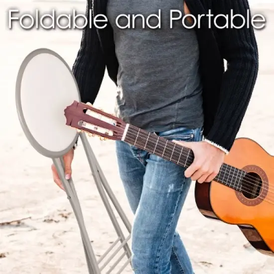 Set of 4 Counter Height Bar Stools &ndash; 24-Inch Backless Folding Chairs with 300lb Capacity for Kitchen, Rec Room, or Game Room by Trademark Home (Black) image {6}