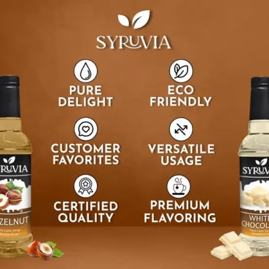 Syruvia Coffee Flavors Variety Pack: Hazelnut & White Chocolate 25.4 fl oz Syrup image {4}