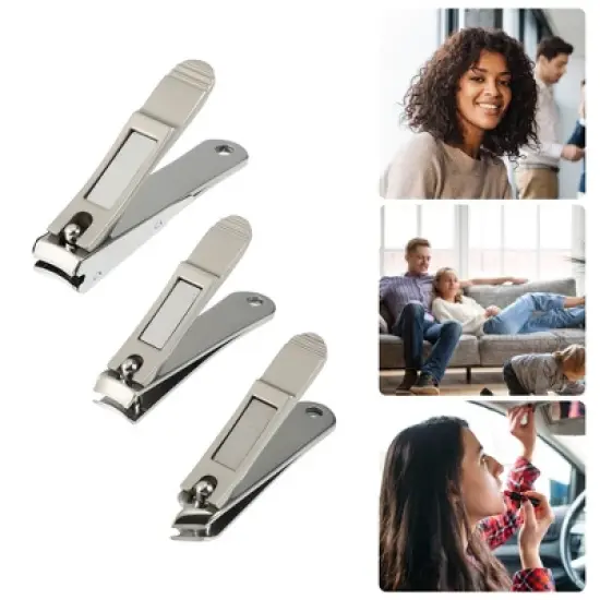 Unique Bargains Nail Clippers Nail Clipper Set for Nail Care Portable Stainless Steel Silver Tone Titanium Tone 3Pcs image {1}
