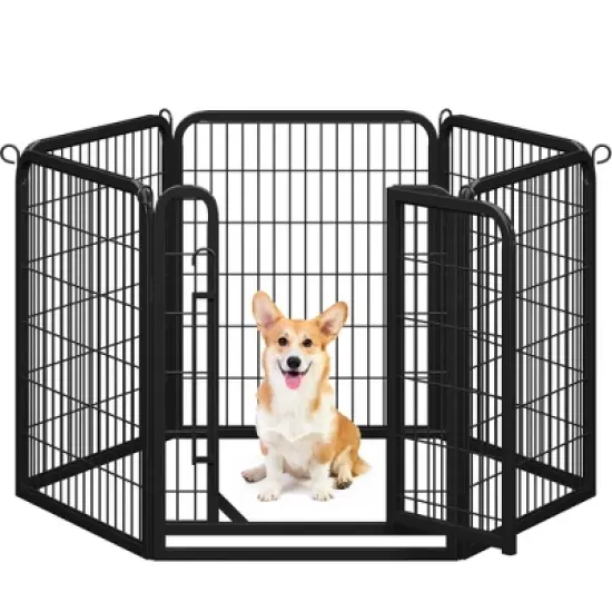 Yaheetech 6 Panels Dog Playpen Cat Exercise Barrier, Black image {7}