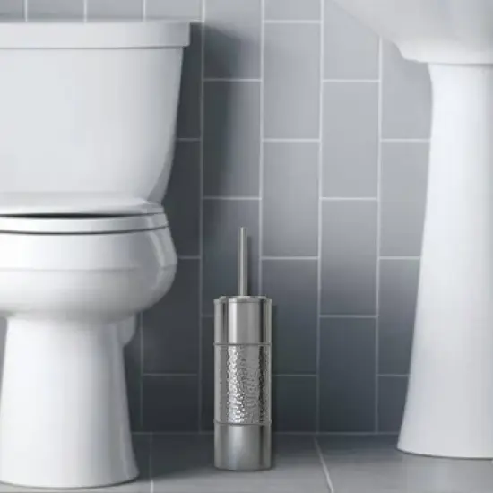 Slim Compact Stainless Steel Toilet Brush Holder Two-Tone - Nu Steel image {5}