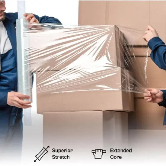 PSBM Cast Pallet Stretch Wrap Clear Film 4 Rolls 10"x 1000' 80 Gauge Extended Core image {3}