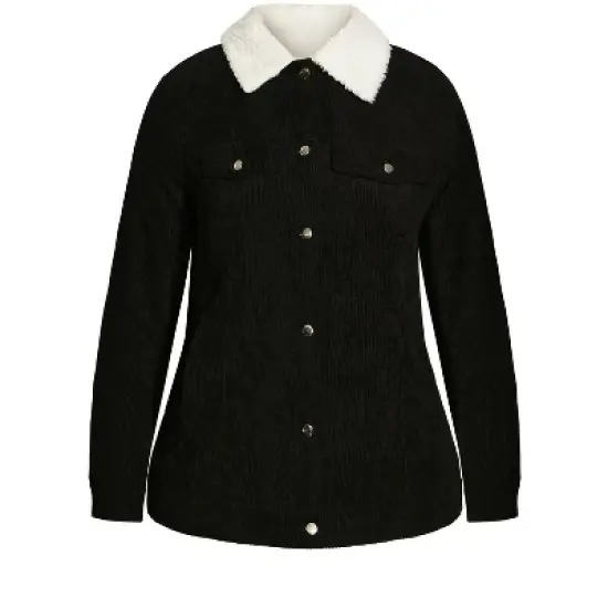 Women's Plus Size Cord Jacket - Black | EVANS image {2}