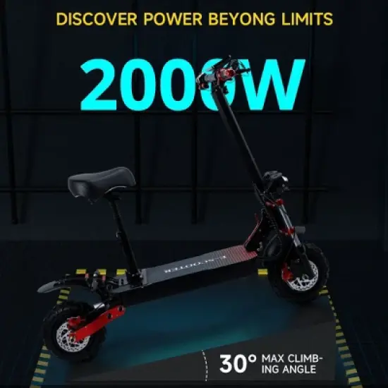 Topteng 12" Electric Scooter for Adults - Black: 2000W Motor, 40 MPH Max Speed, 50 Mile Range image {5}