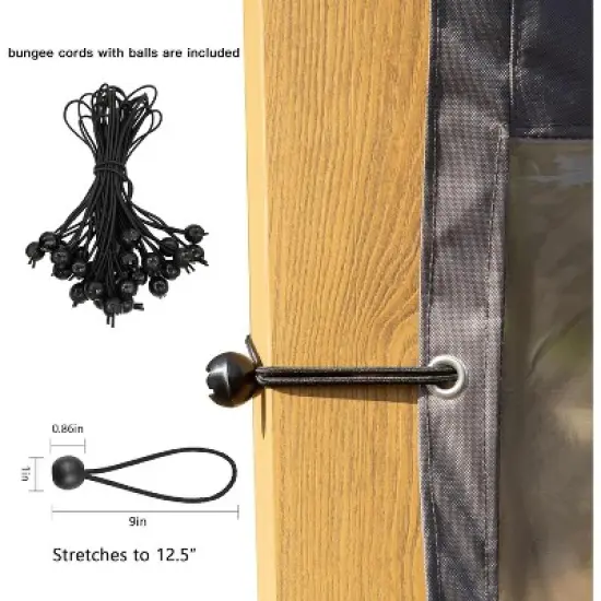 DOMETOUR Heavy Duty Outdoor Clear PVC Curtain, 18oz Waterproof Weatherproof Privacy Screen for Patios, Gazebos, Pergolas (10'H x 8'W, Brown) image {4}