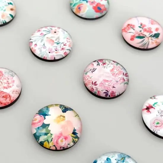 Wrapables Crystal Glass Magnets, Refrigerator Magnets for Office Whiteboards, Cabinets, Lockers (Set of 12), Flowers image {2}