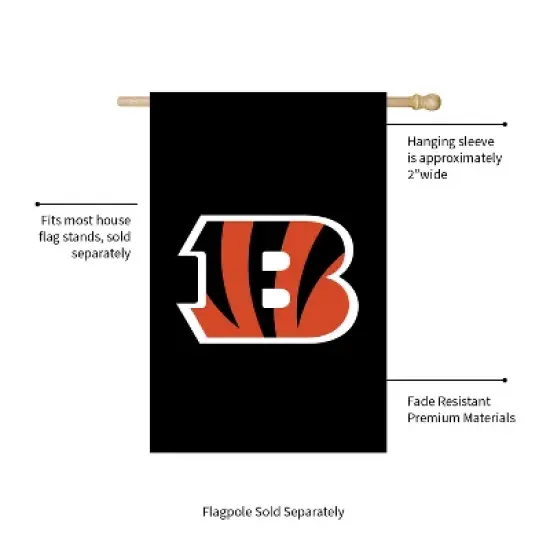 Evergreen NFL Cincinnati Bengals Applique House Flag 28 x 44 Inches Outdoor Decor for Homes and Gardens image {2}