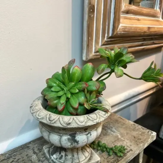 Slickblue Cement Planter Urn, Classical Design, Decorative Flower Pot, Indoor Desk or Table Accent, 5.9"x4.7" image {4}