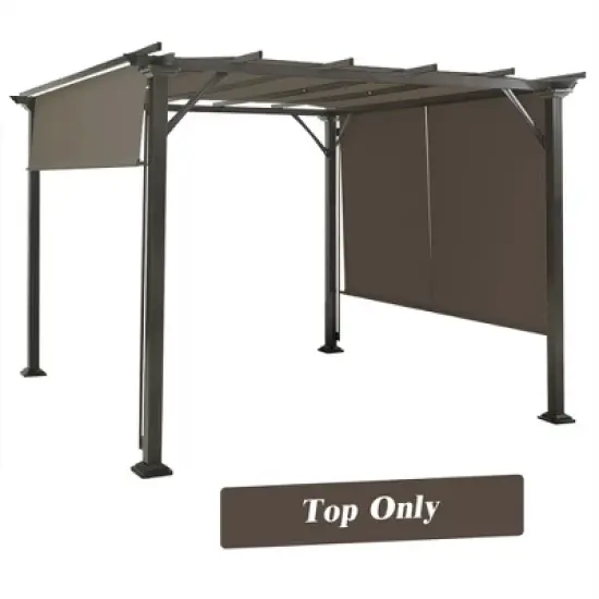 Costway 2PCS 16x4 Ft Universal Replacement Canopy for Pergola Structure Sun Awning Brown image {10}