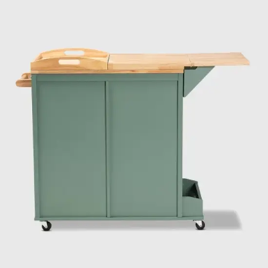Dorthy Two-Tone Wood Kitchen Cart Green/Natural - Baxton Studio image {4}
