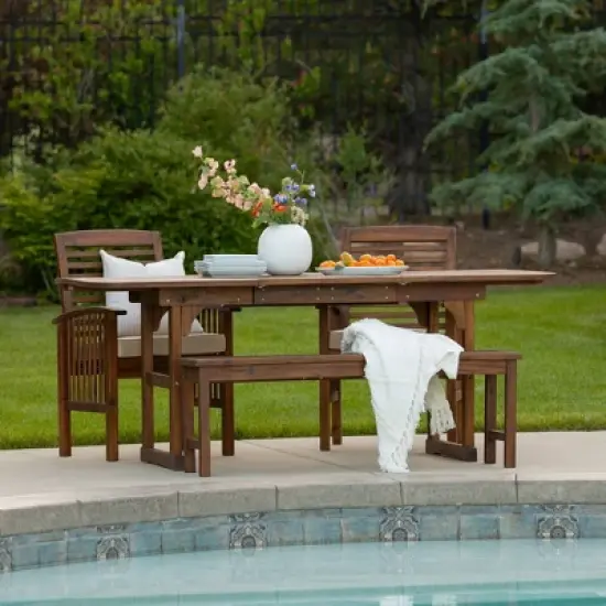 Ravenscroft 4pc Extendable Acacia Wood Outdoor Dining Set - Saracina Home image {2}