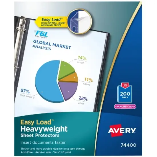 Avery Diamond Clear Heavyweight Sheet Protectors, Easy Load, 200 Document Protectors (74400) image {7}