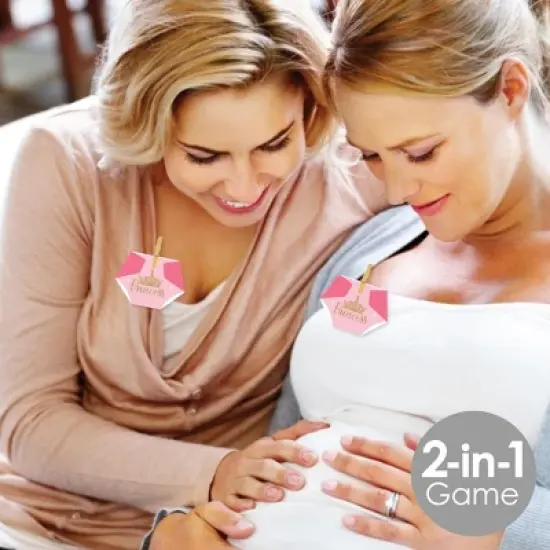 Big Dot of Happiness Little Princess Crown - Pink and Gold Princess Baby Shower Conversation Starter - 2-in-1 Dirty Diaper Game - Set of 24 image {1}