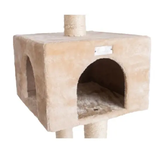 GleePet GP78560321 57-Inch Real Wood Cat Tree In Beige With Playhouse And Perch image {5}