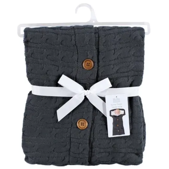 Hudson Baby Infant Boy Faux Shearling Knitted Baby Lounge Stroller Wrap Sack, Charcoal, One Size image {1}