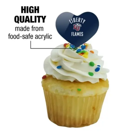 Liberty University Flames Logo Heart Love Cupcake Picks Toppers Decoration Set of 6 image {2}